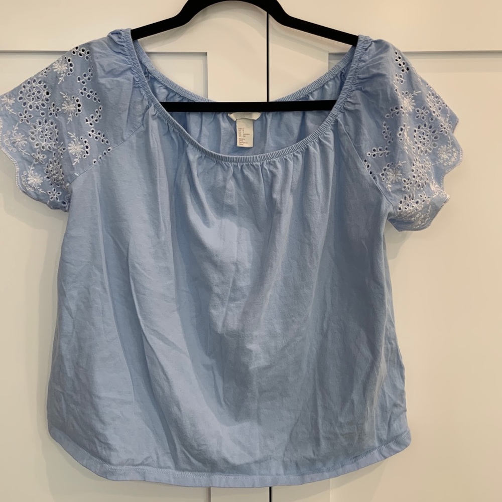 Light Blue Off the Shoulder Blouse